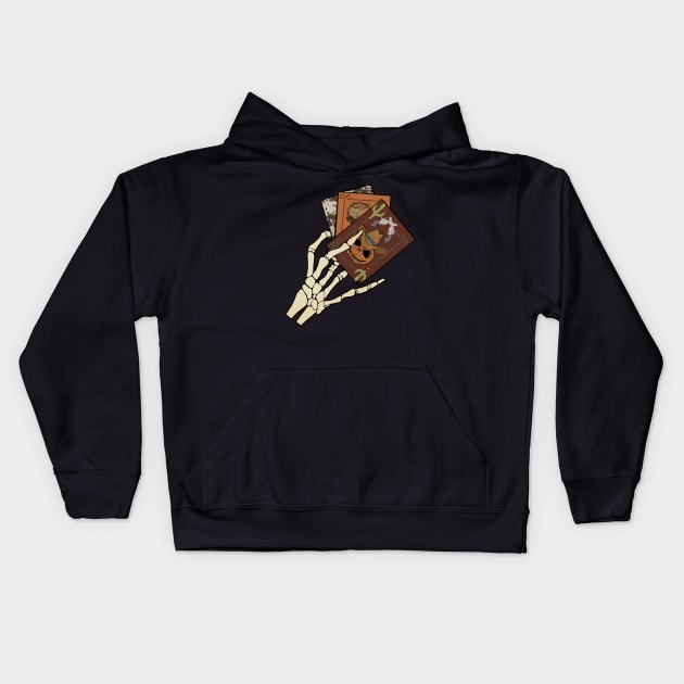 Skeleton Hand Playing Kids Hoodie by reedae